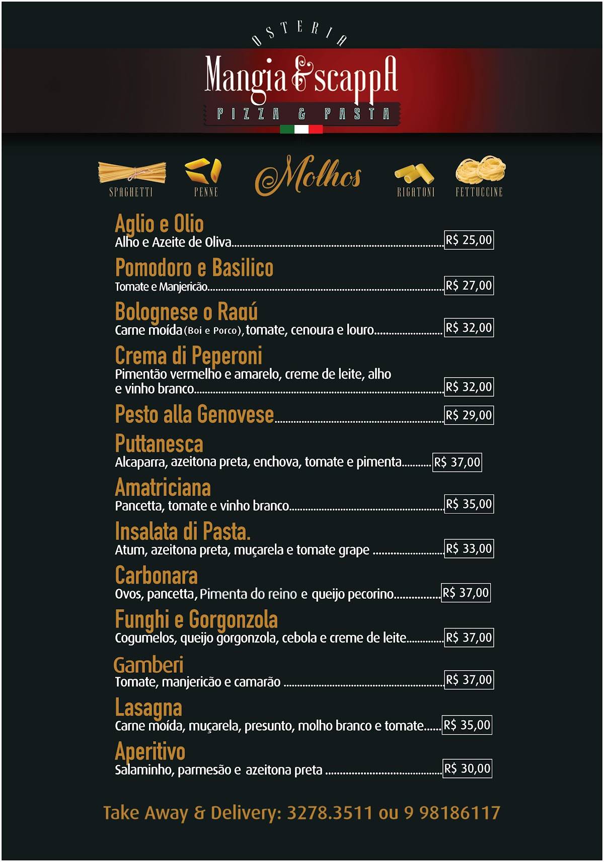 Mangia e Scappa cardápio