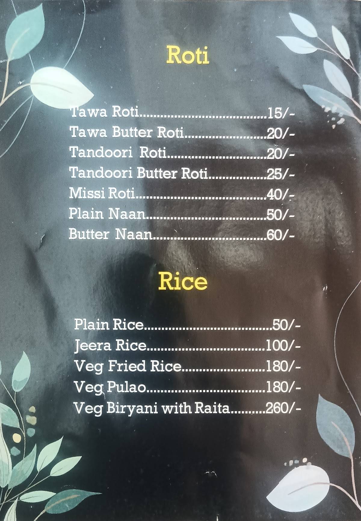 Manglam Restaurant menu