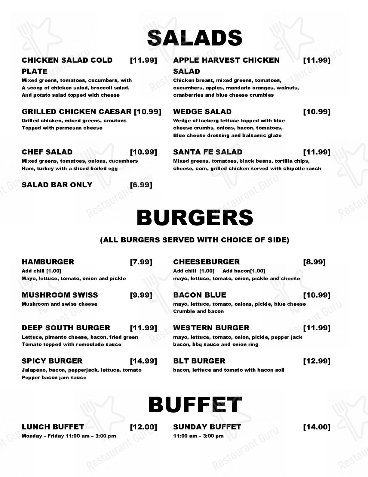 Menu at The Grill restaurant, Manning