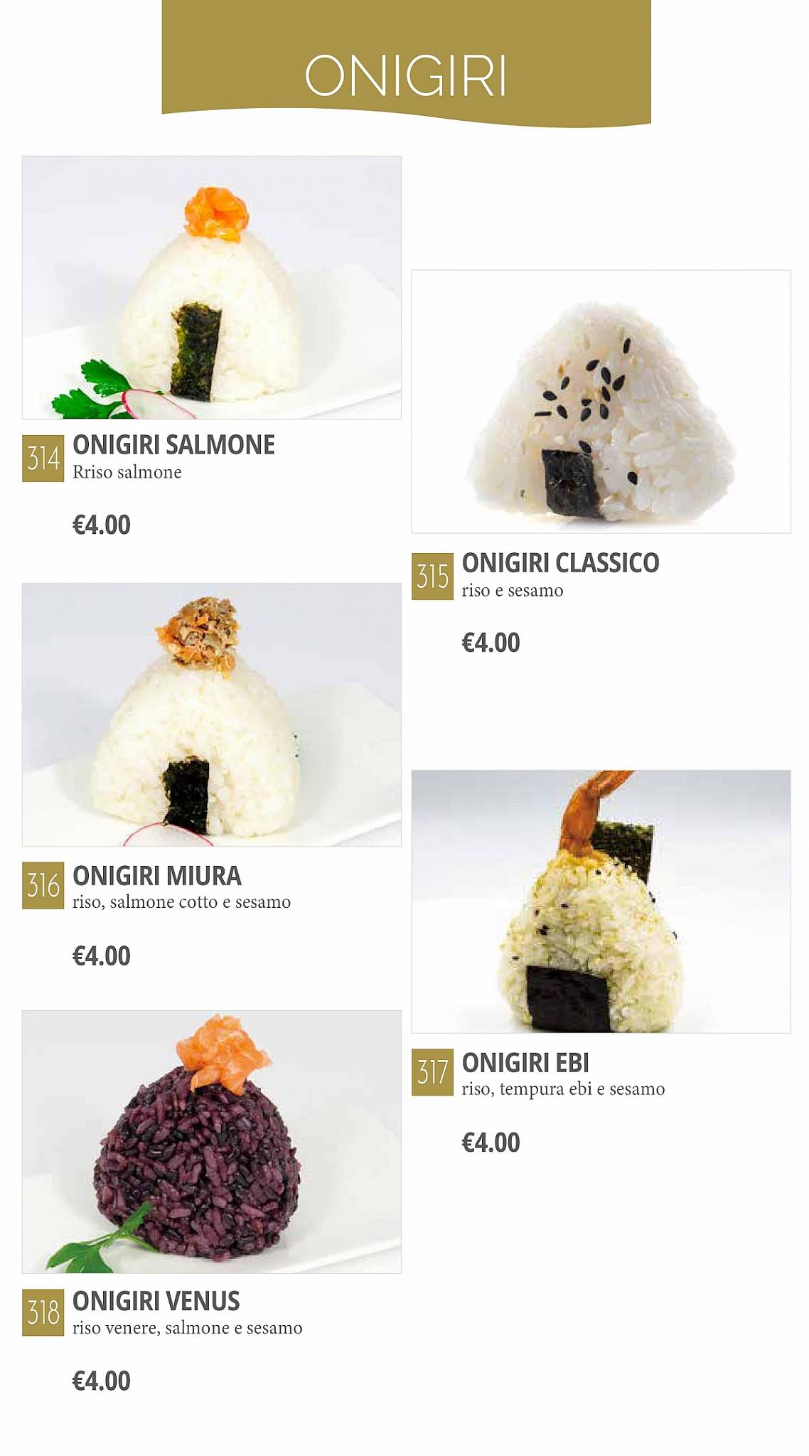 Menu di Sushi One Superior - Mantova 