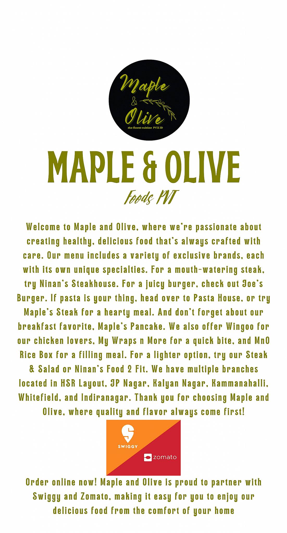 Maple and Olive menu