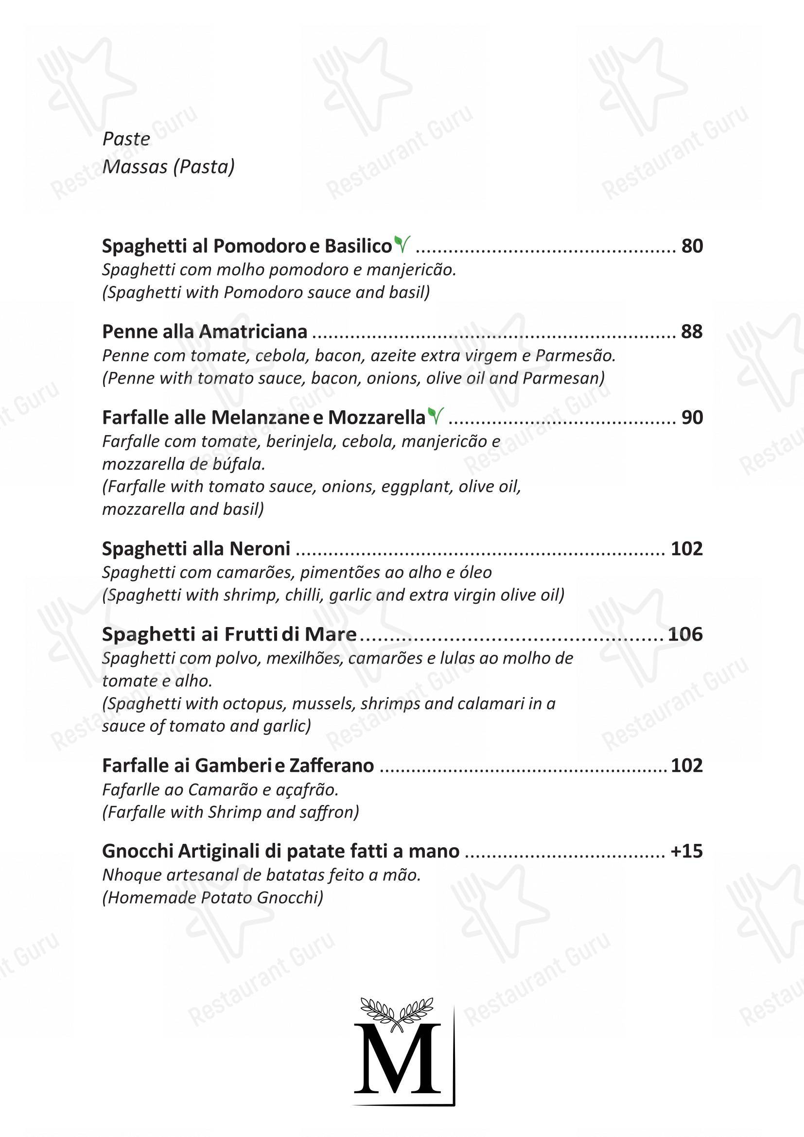 Menu para Margutta Ipanema em Rio de Janeiro