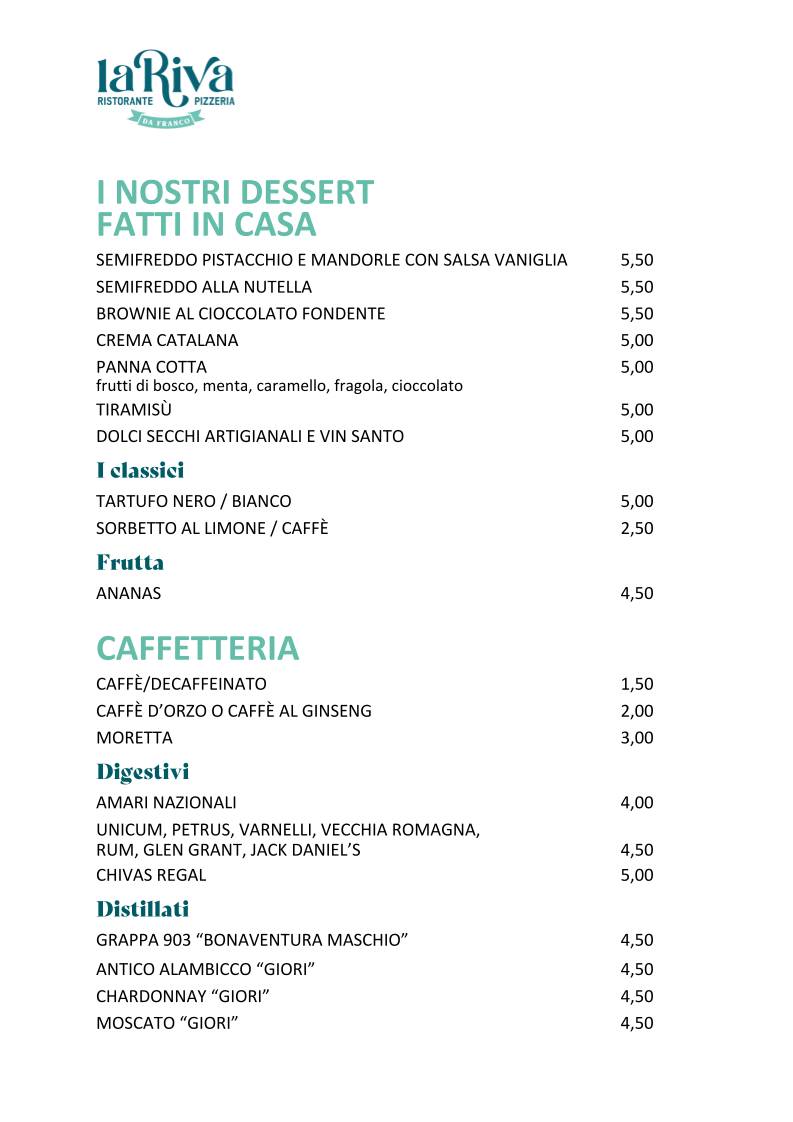 Menu di La Riva da Franco 