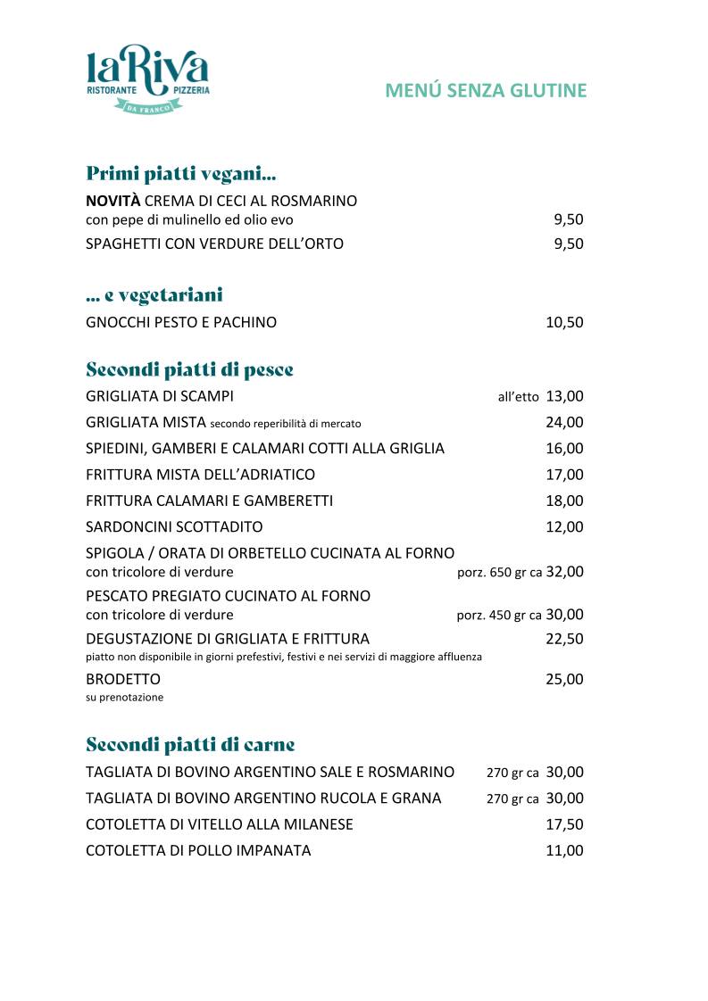 Menu di La Riva da Franco 