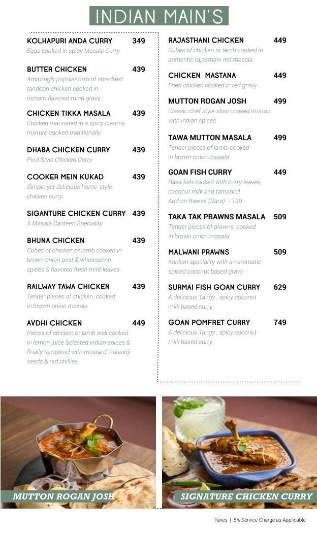 Masala Canteen menu