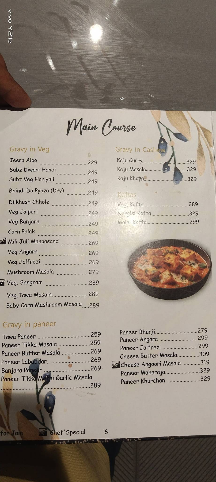 Masala Temptations menu
