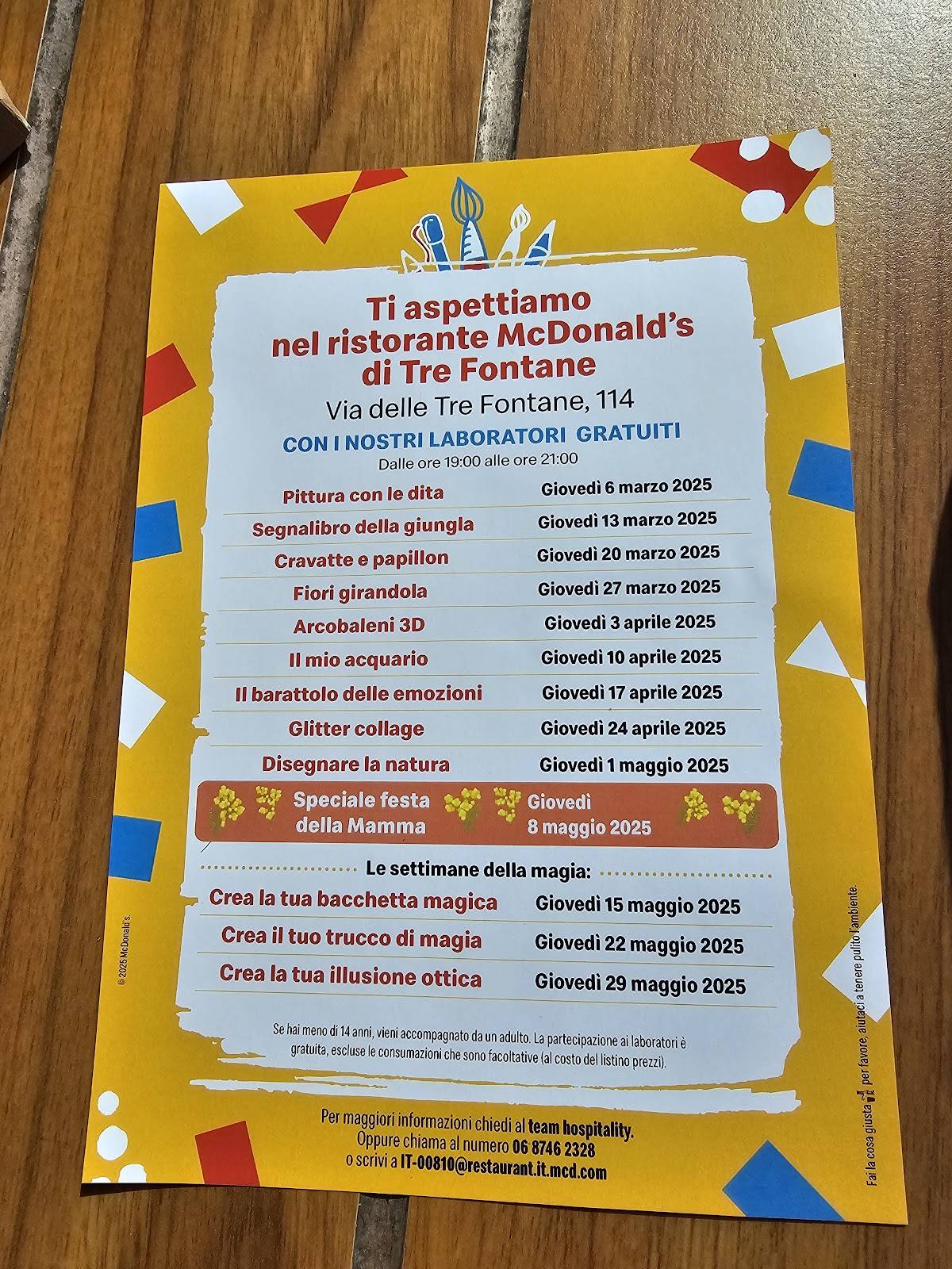 Menu di McDonald's Roma Tre Fontane 