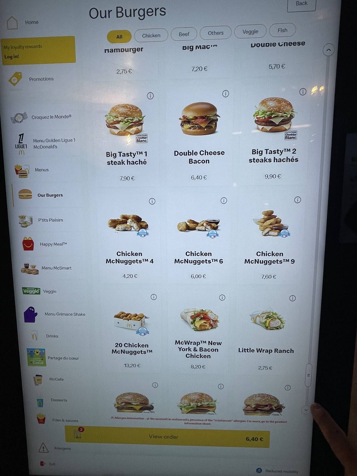 Menu de McDonald's