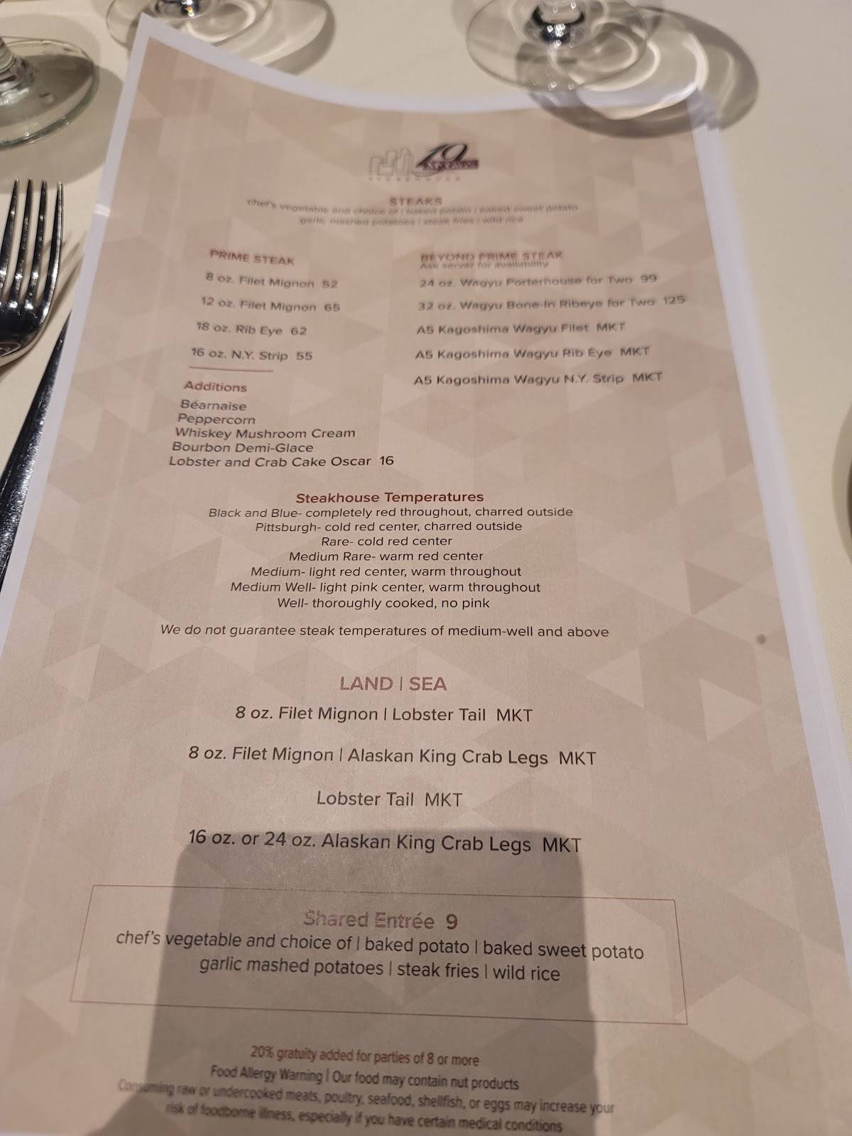 Menu at McGill's on 19 steakhouse, Catoosa