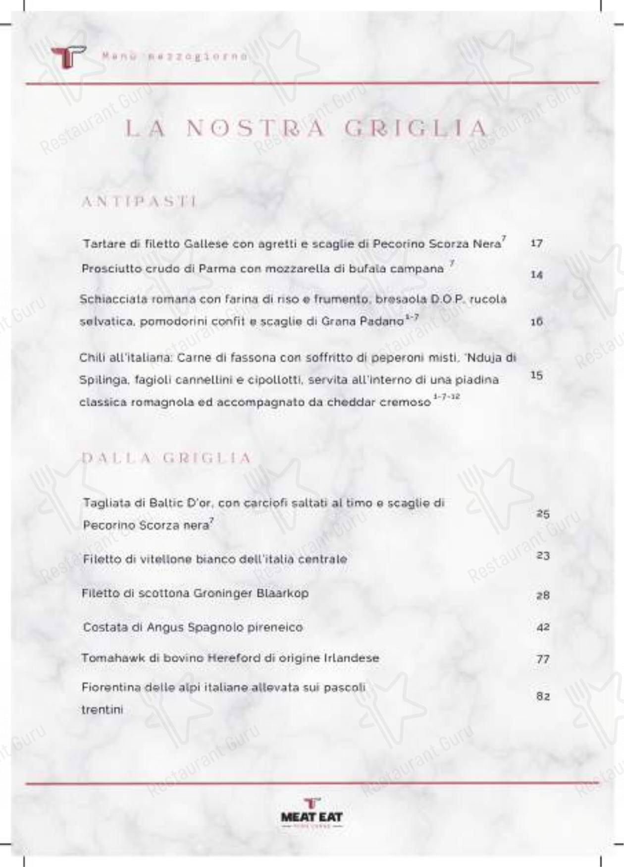 菜单 per Meat Eat ristorante