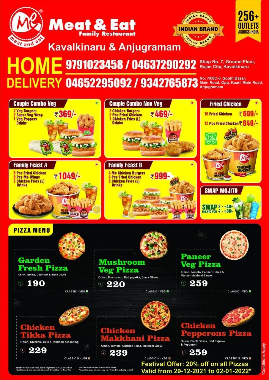 Meat and Eat Family Restaurant menu