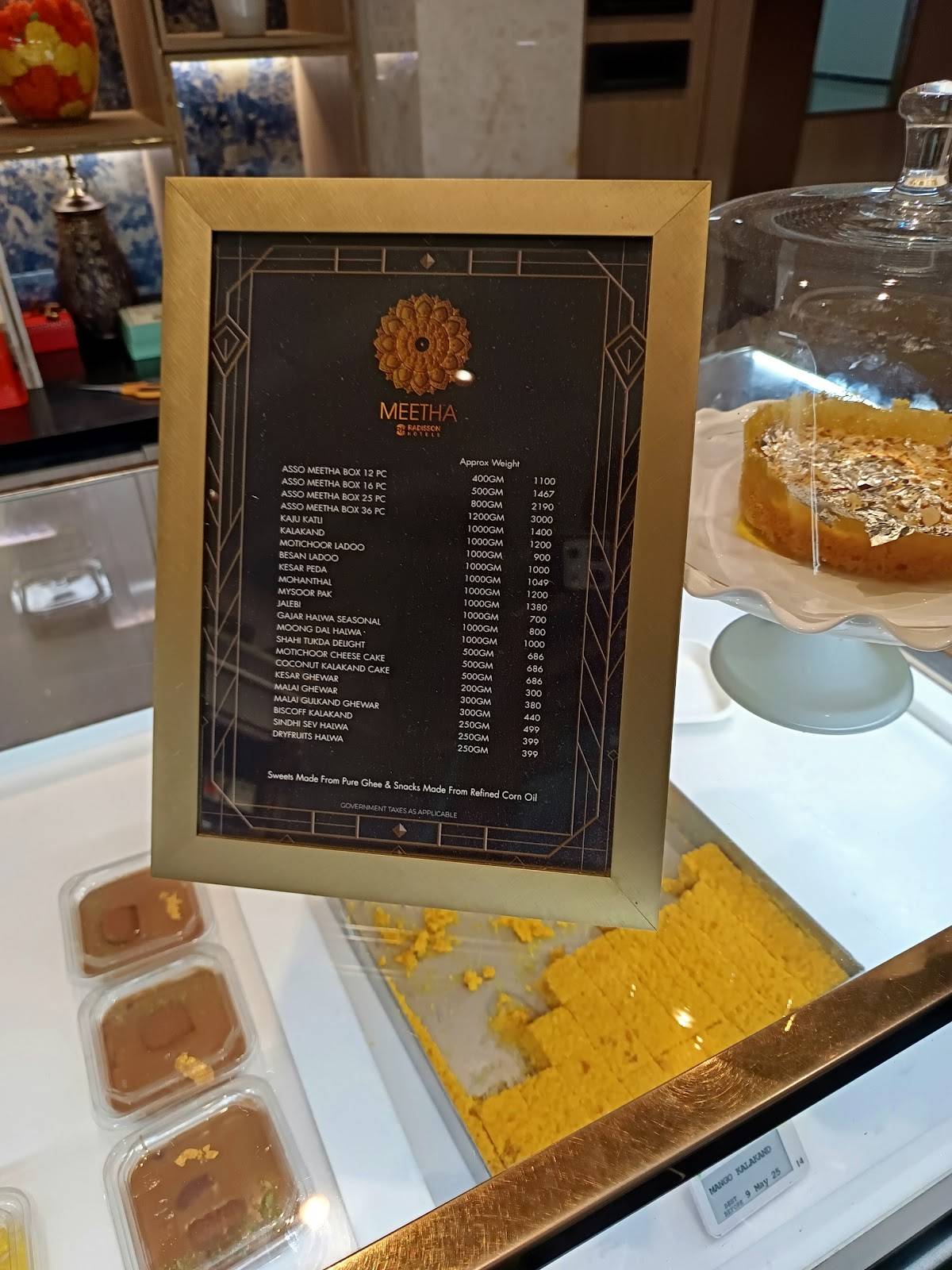 Meetha by Radisson menu
