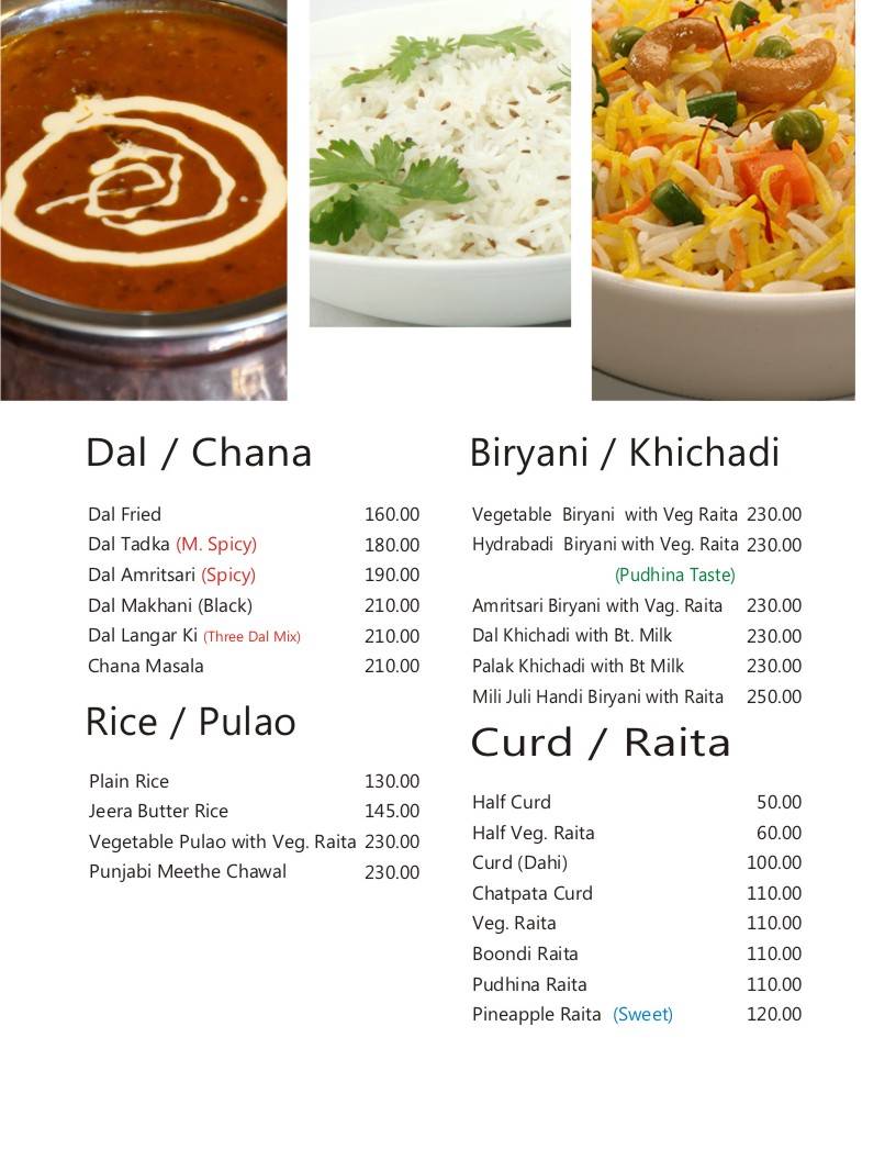 Mehfil Restaurant menu