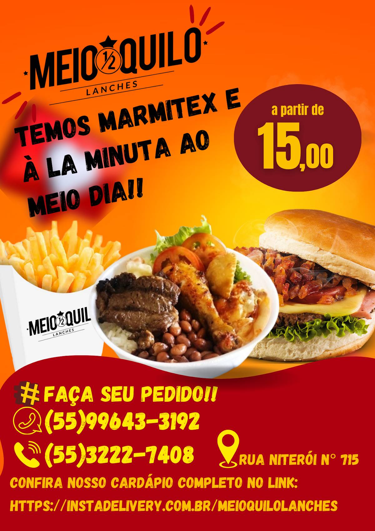 Meio Quilo Lanches cardápio