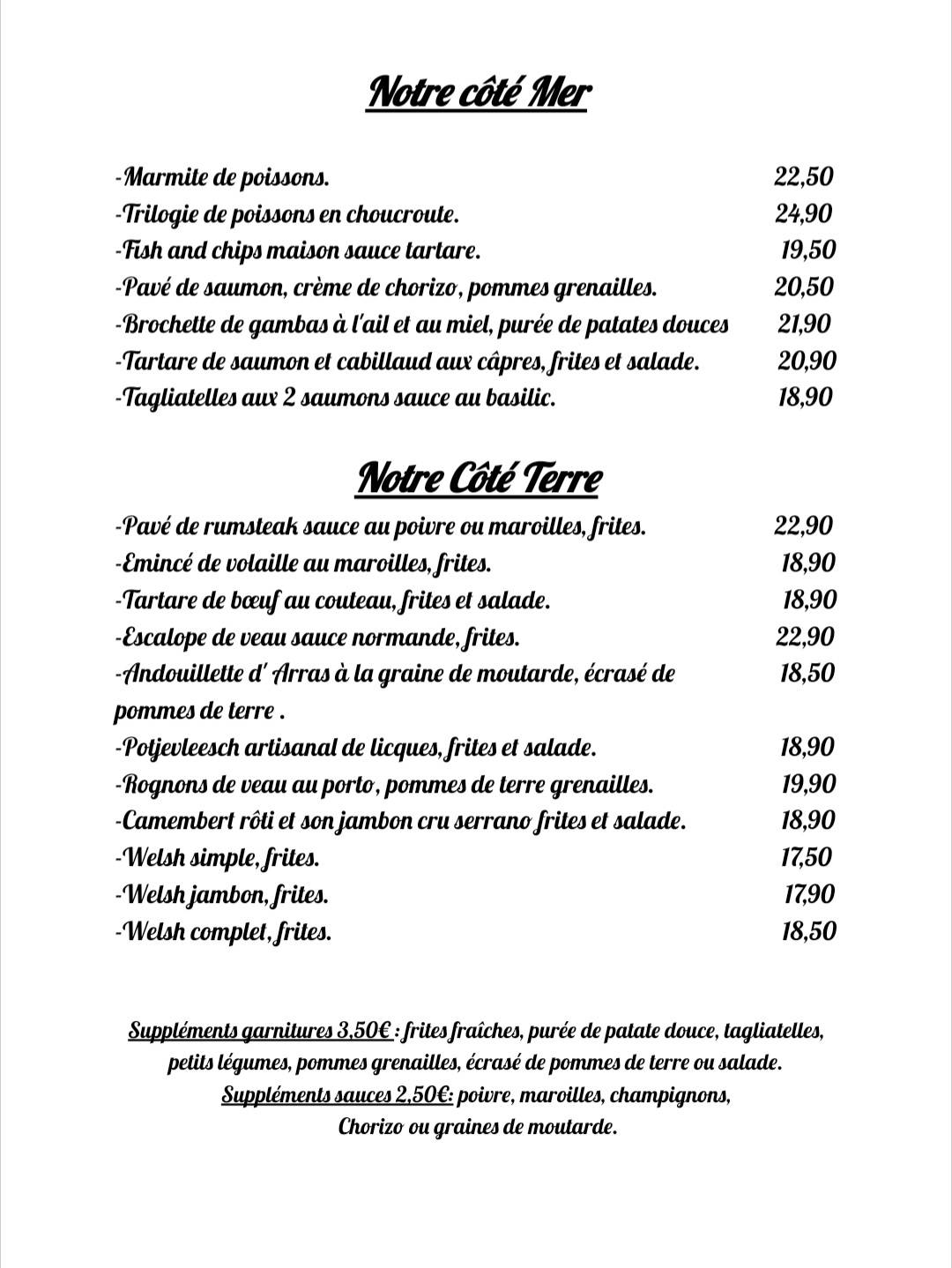 Menu de Restaurant L'Ambiance