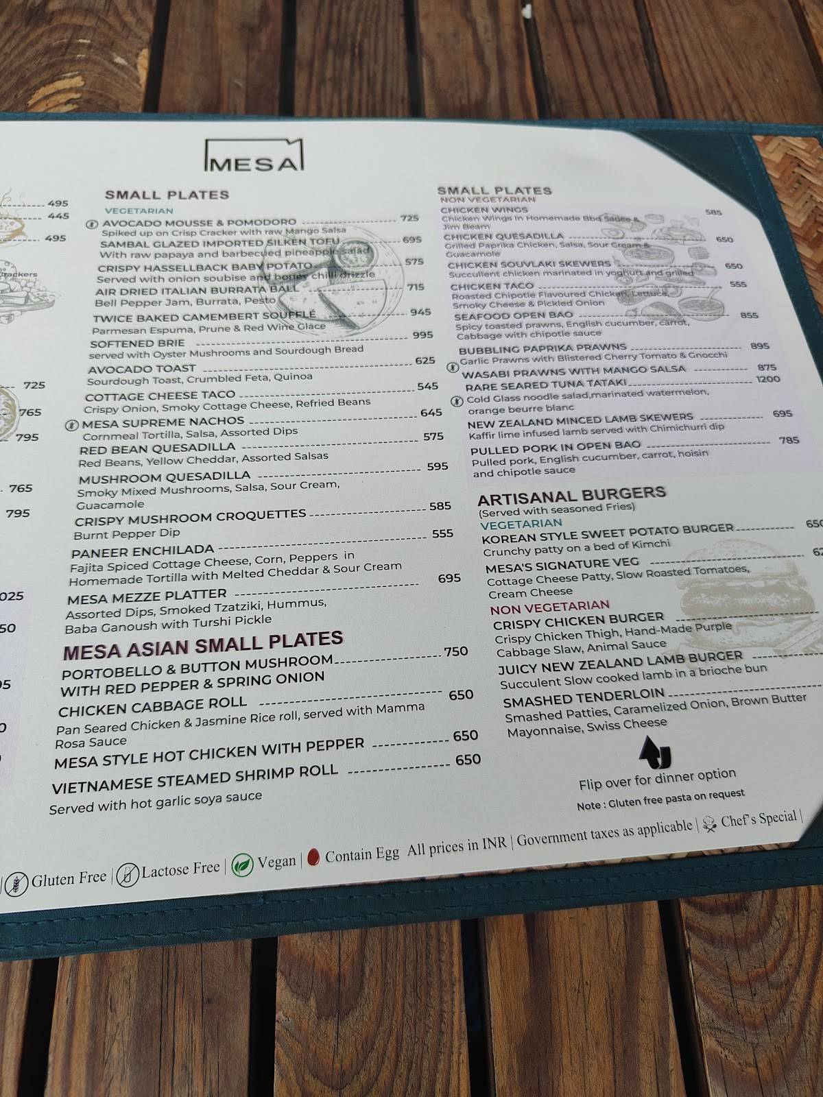 Mesa Kitchen & Bar menu