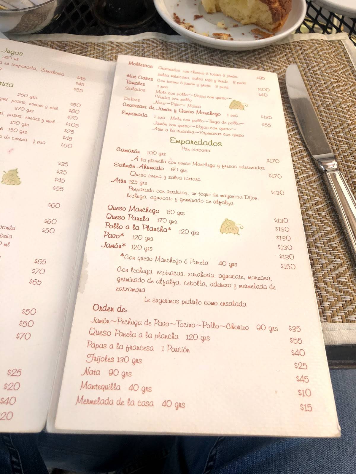 Carta del café Maque, Ciudad del México, Av. Emilio Castelar 209 G