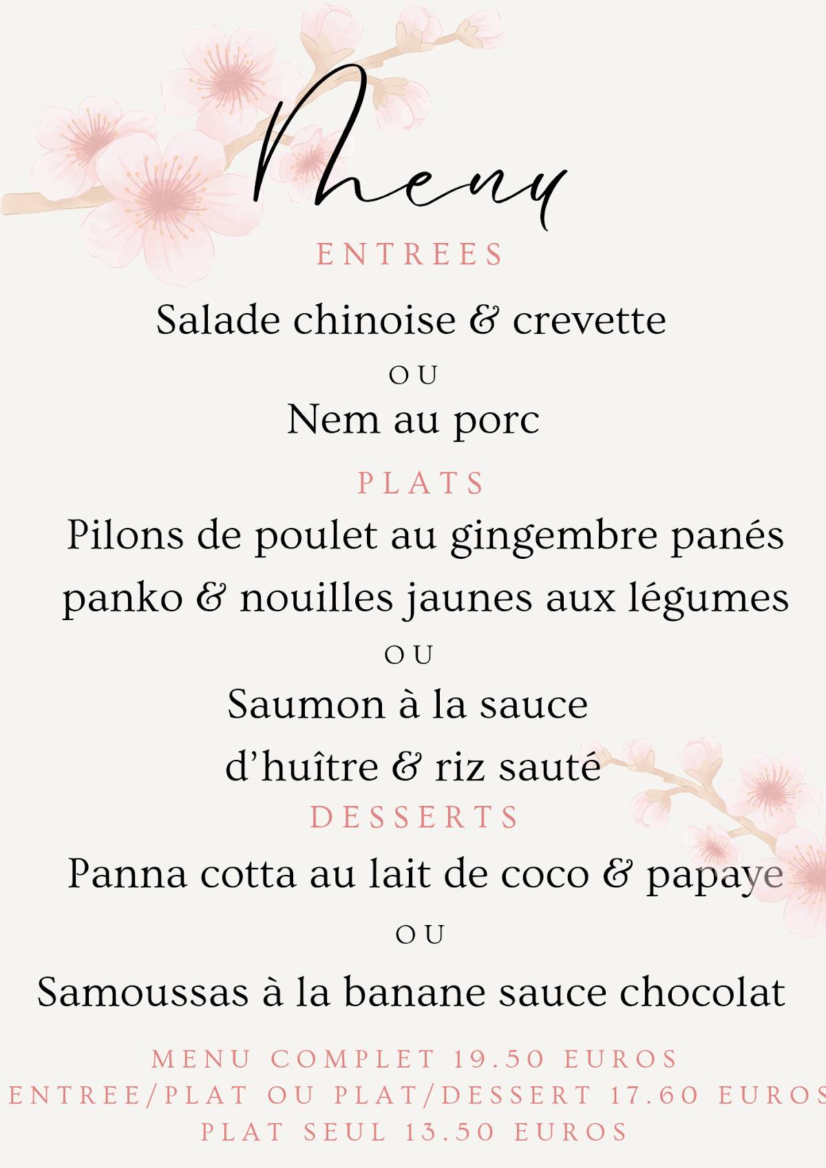 Menu de Mgl Traiteur Restaurant