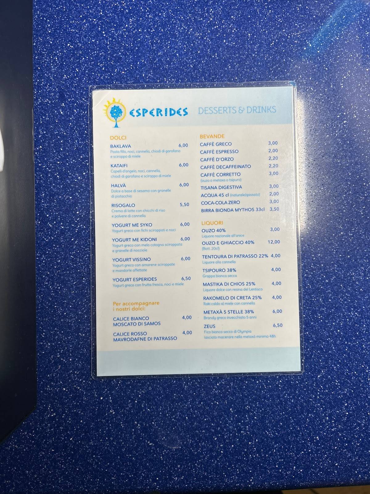 Menu di Esperides 