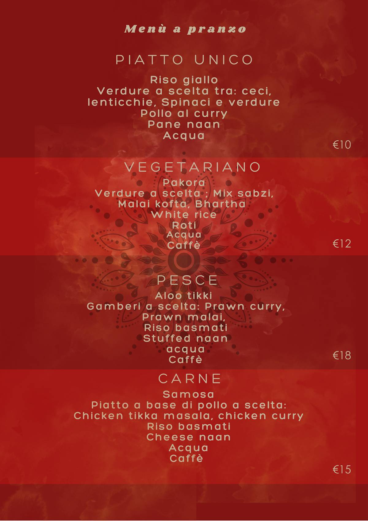 Menu di Haldi Ristorante Indiano 
