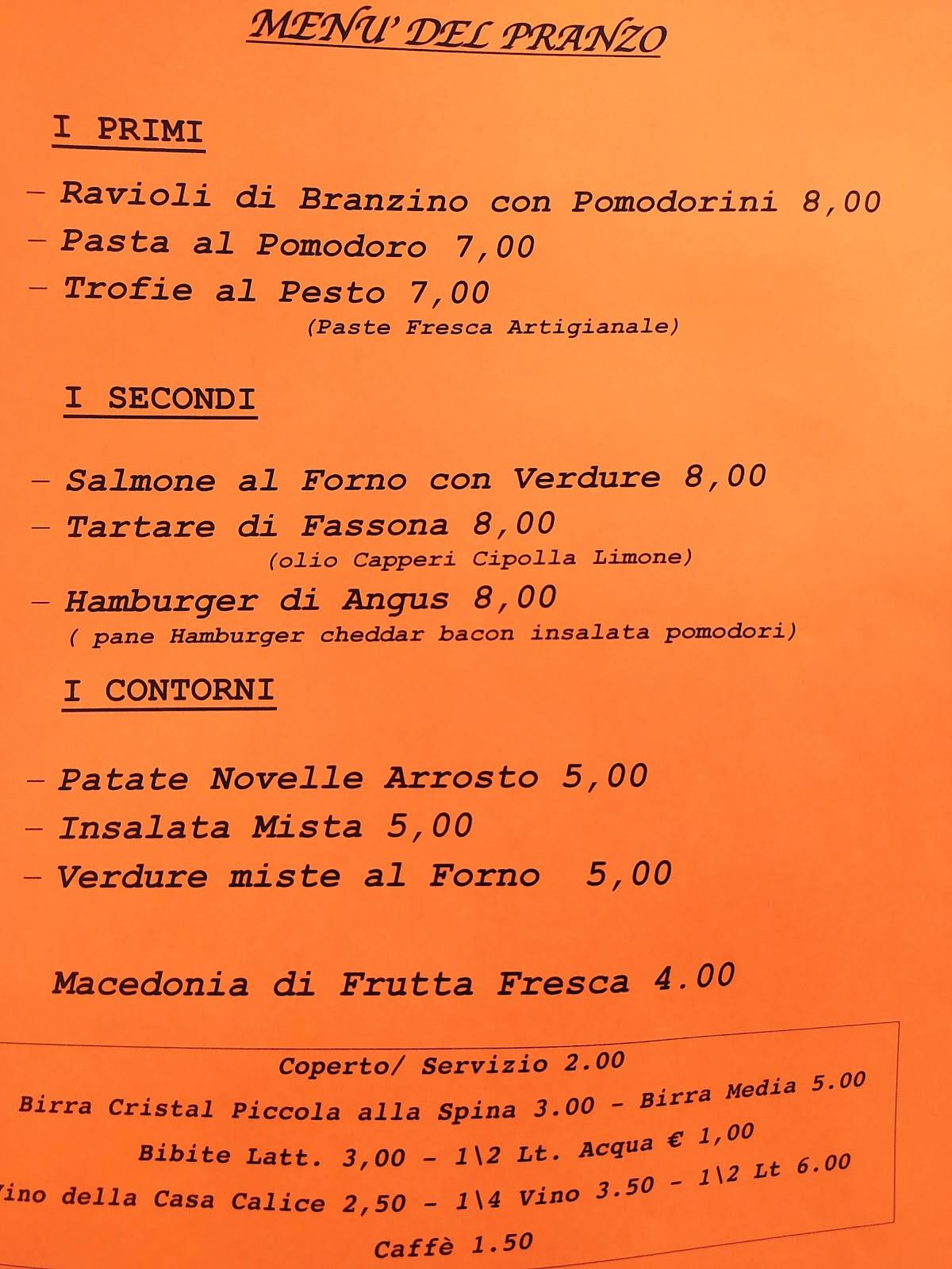 Menu di Pizzeria Trattoria Anthony 