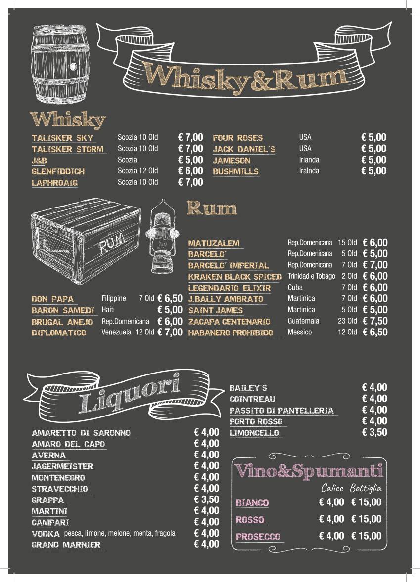 Menu di Missiva Pub 