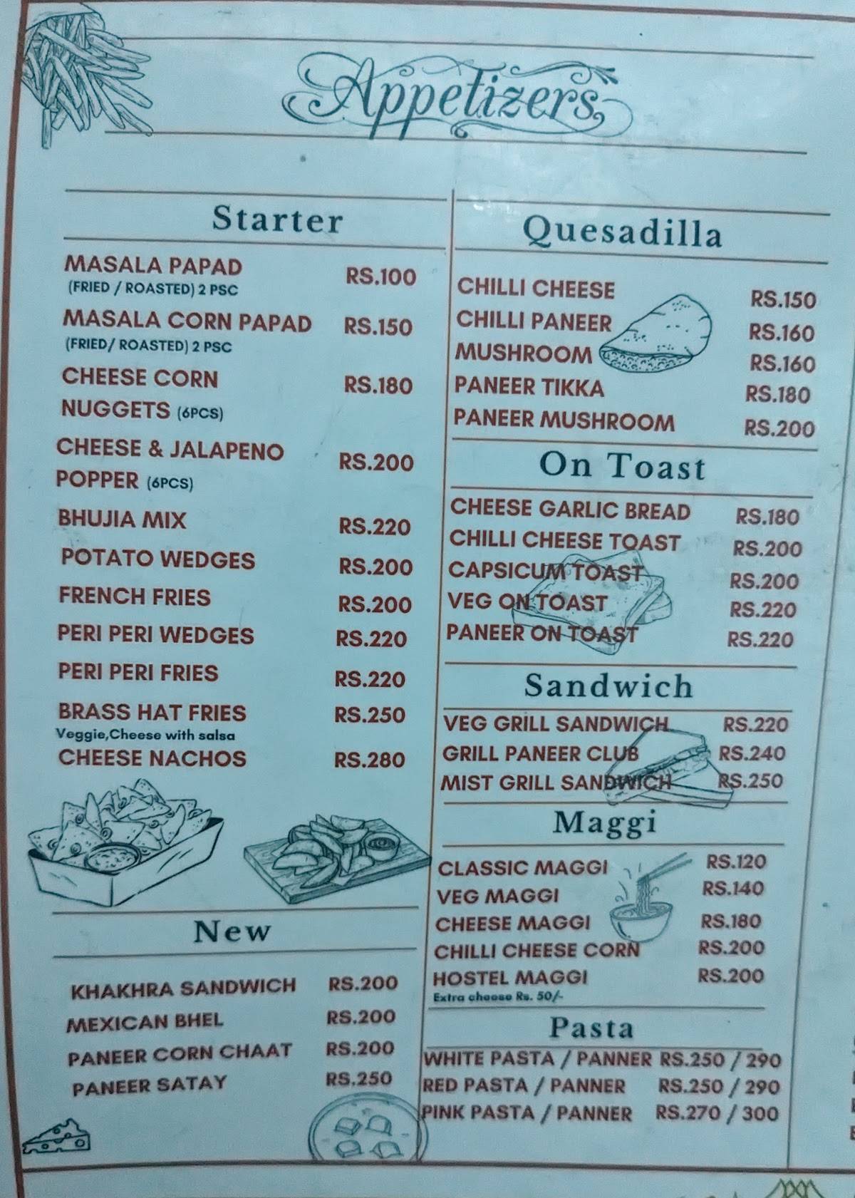 Mist Cafe menu