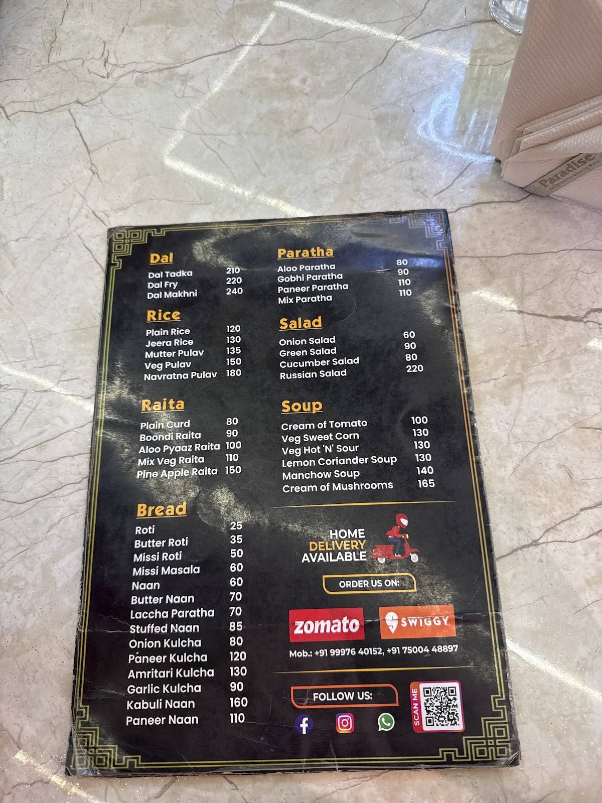 Mitra Food Court menu