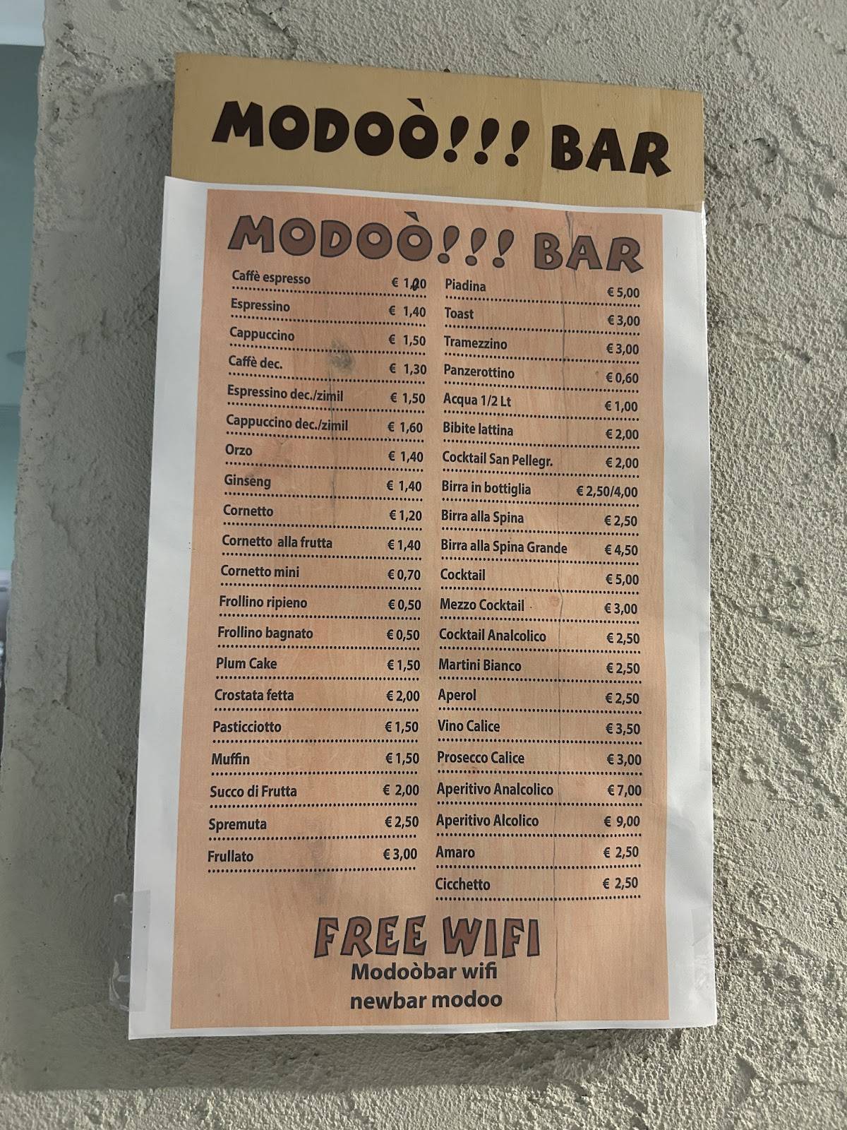 Menu di Modoo’!!! Lounge Cafè 