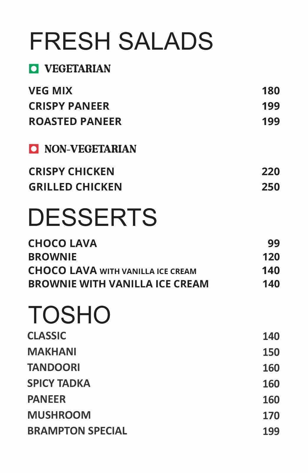 Brampton Cafe & Restro menu