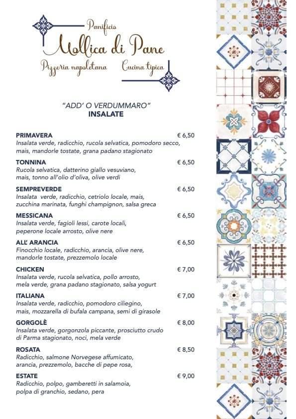 Menu di Mollica di Pane 