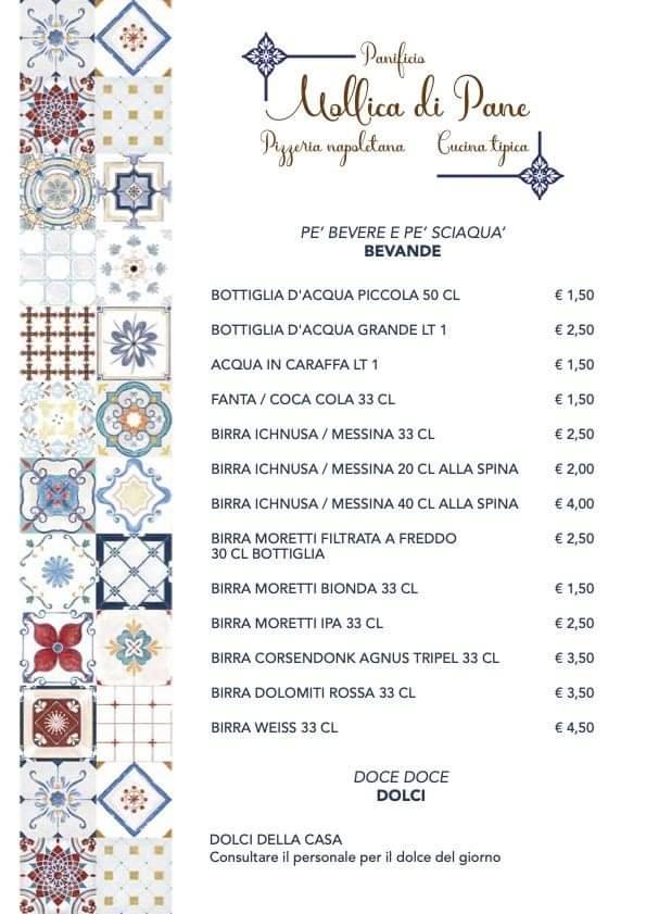 Menu di Mollica di Pane 
