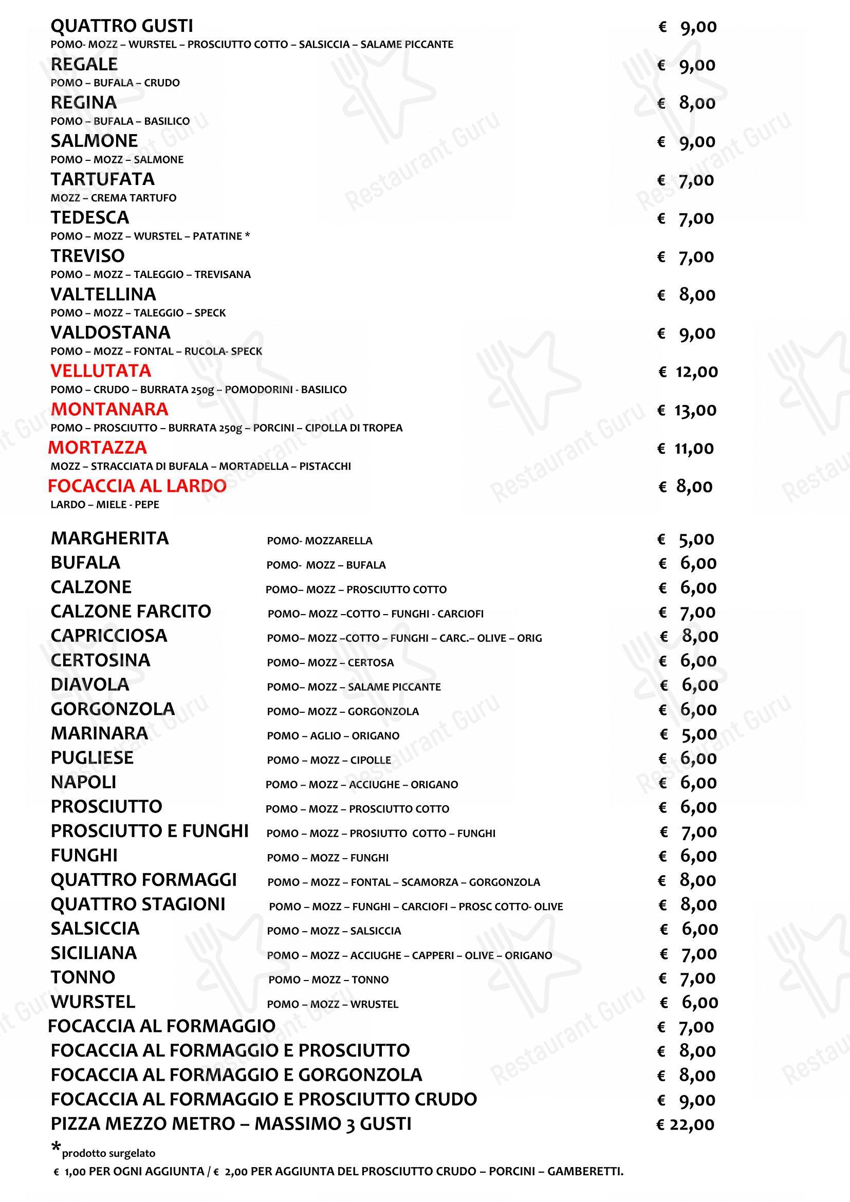菜单 per Montecristo Pub ristorante
