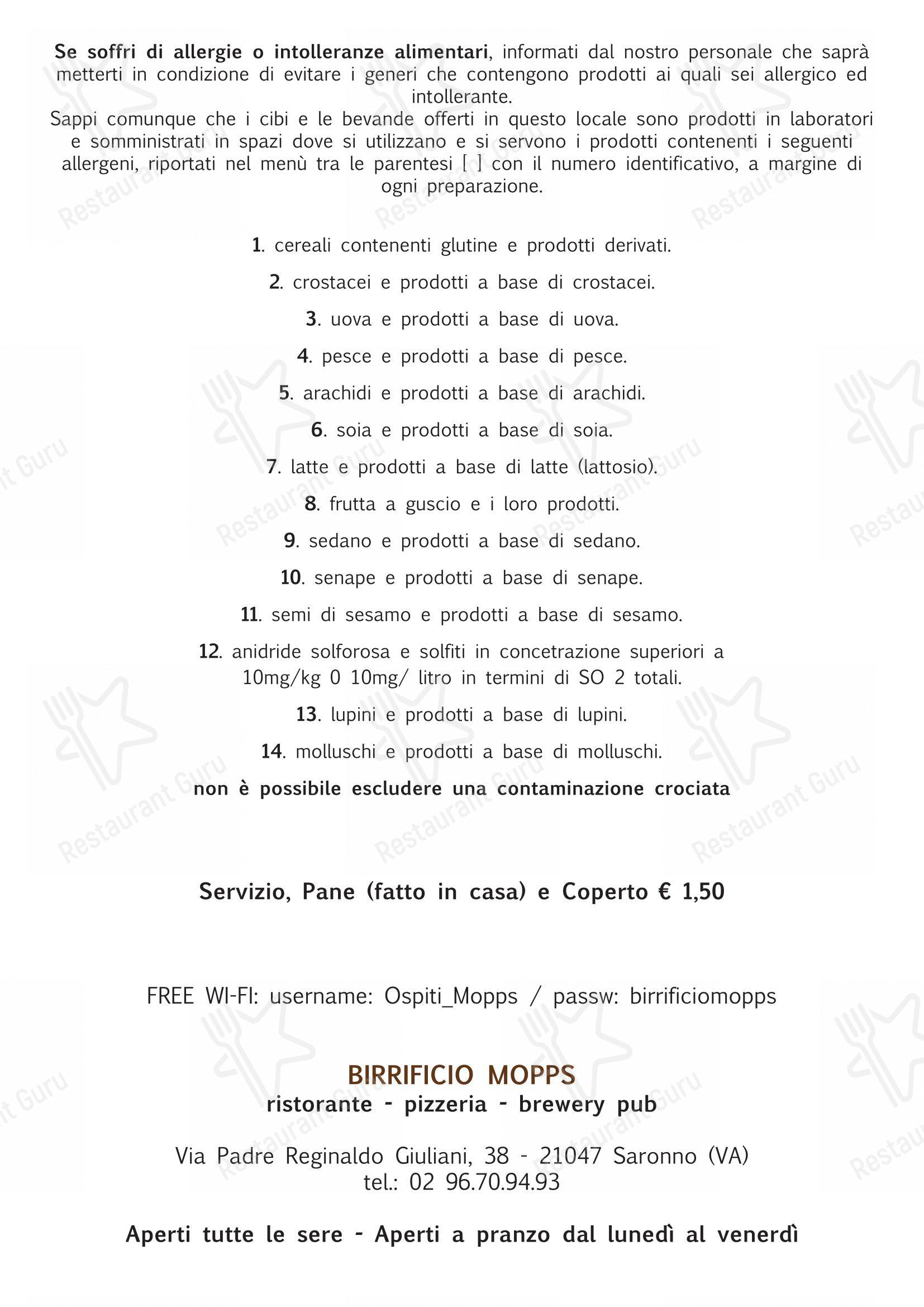 Menu bar pour Mopps dans Saronno