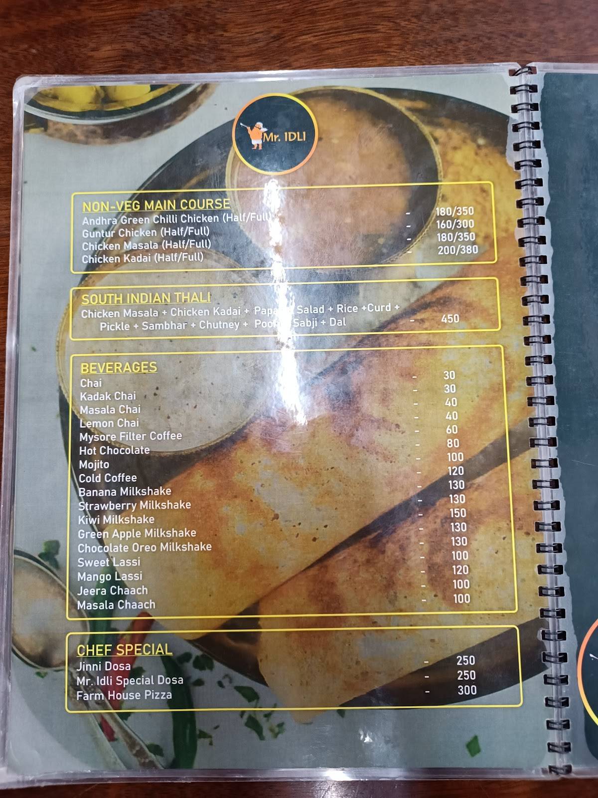 Mr. Idli, Imphal menu