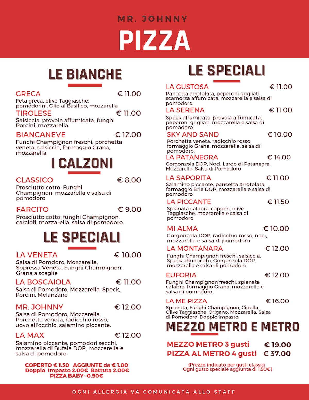 Menu di Pizzeria Mr. Johnny 