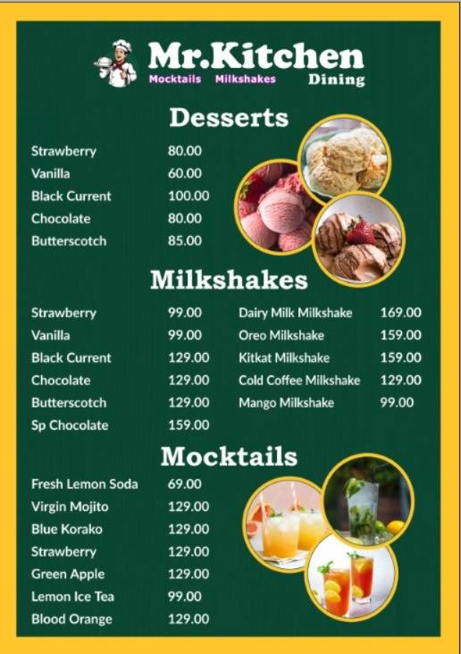 Mr.Kitchen Dining menu