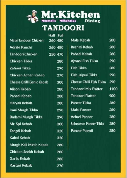 Mr.Kitchen Dining menu