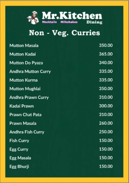 Mr.Kitchen Dining menu