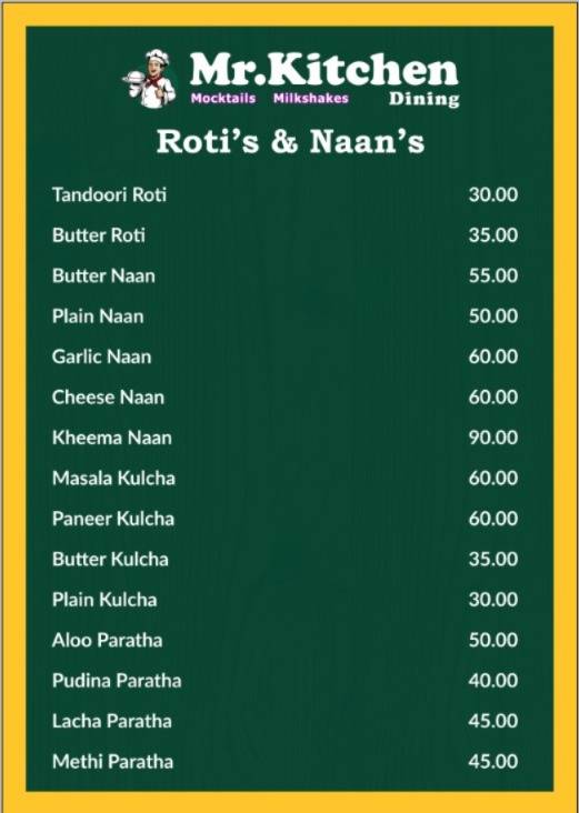 Mr.Kitchen Dining menu