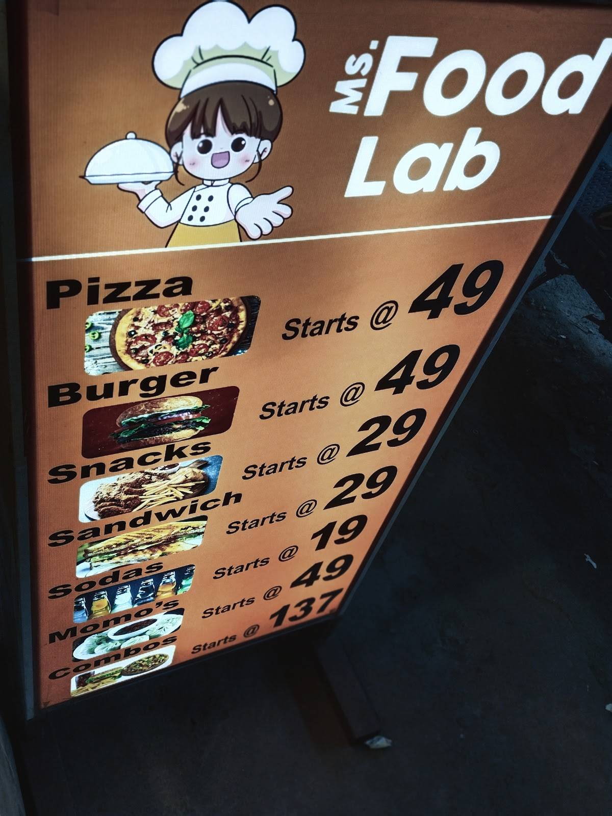 MS FOOD LAB menu
