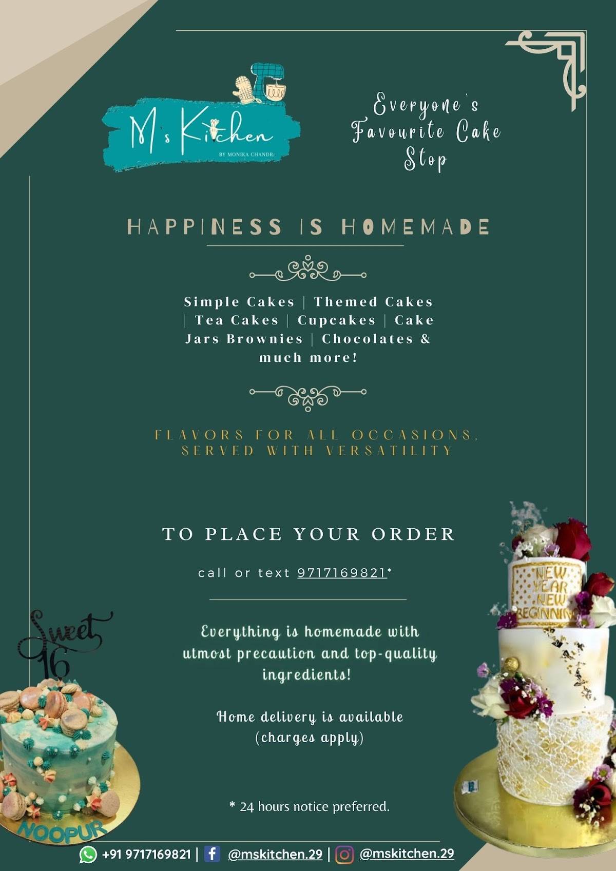 M's Kitchen - Home Baker menu