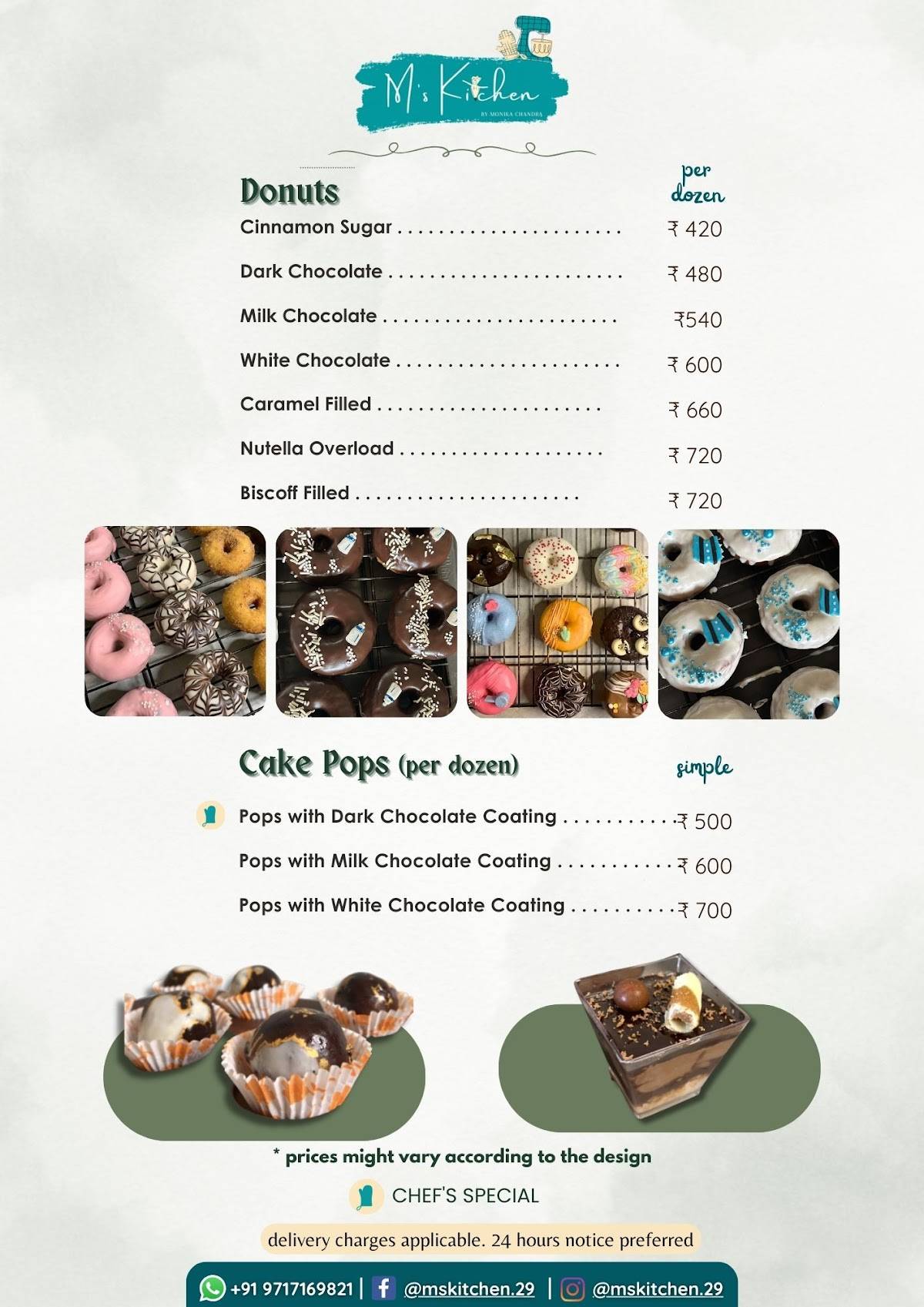 M's Kitchen - Home Baker menu