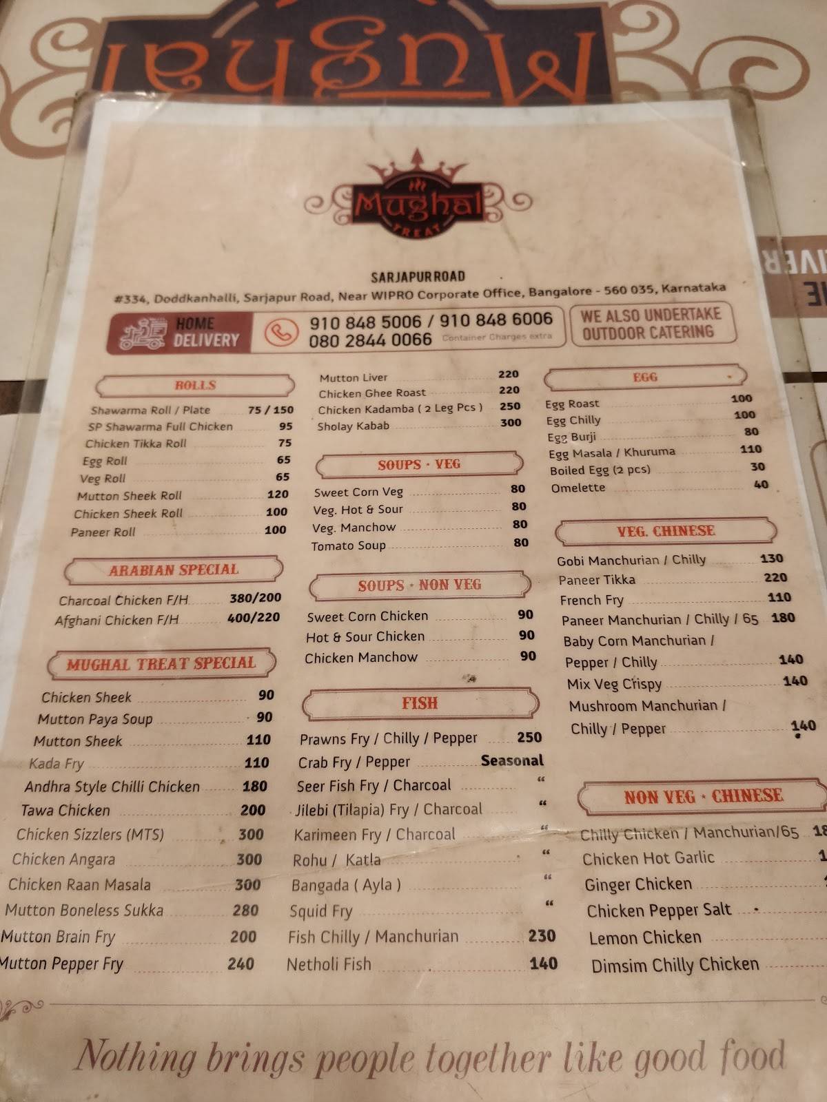 Menu At Mughal Treat - Sarjapur Road, Bengaluru, #334. Doddakannelli.