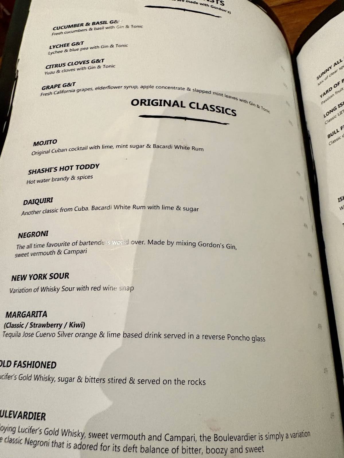 145 Bandra menu