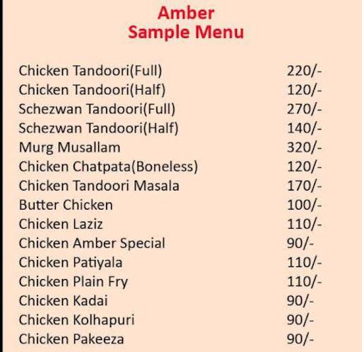 Amber Restaurant menu