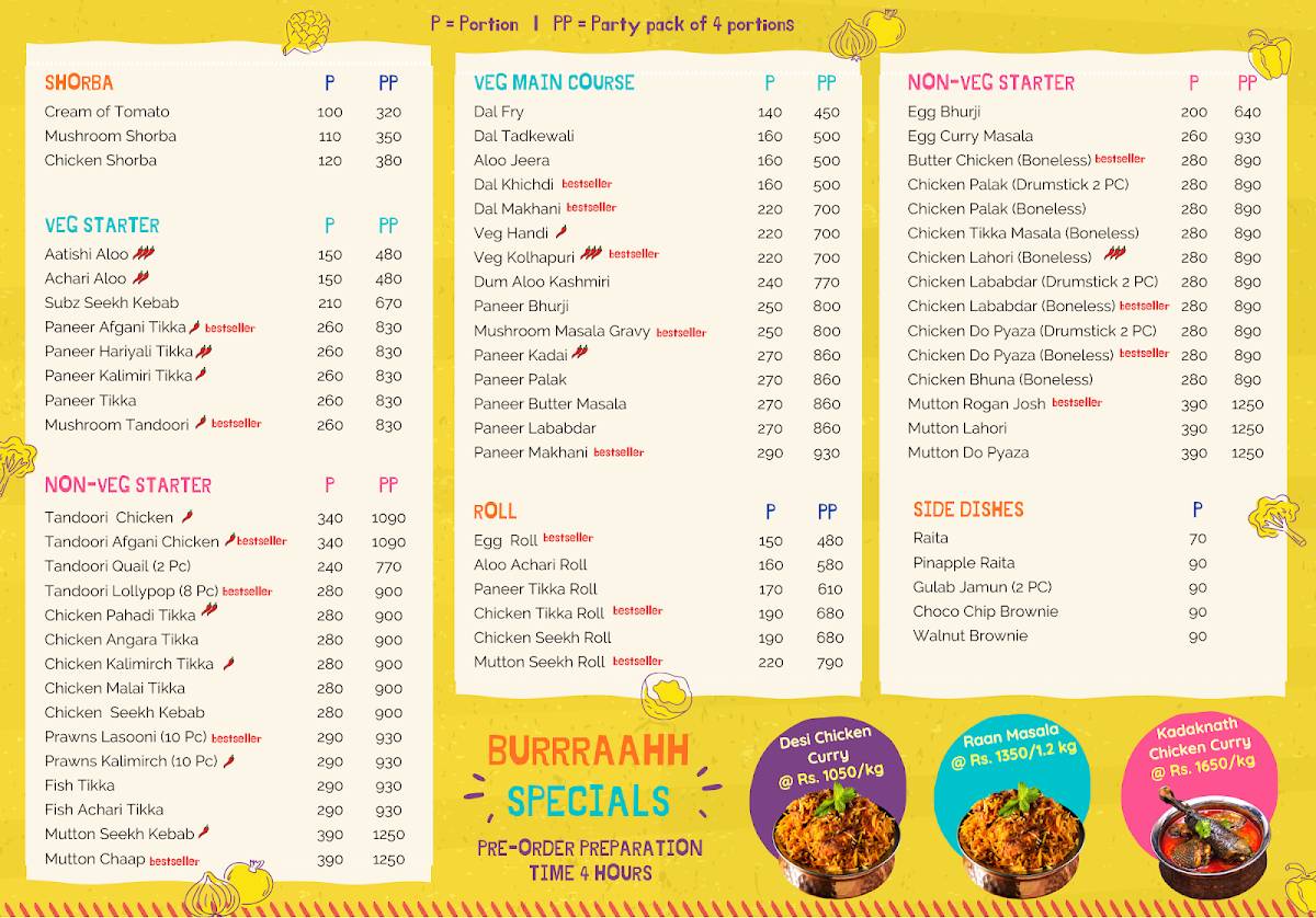 Burrraahh menu