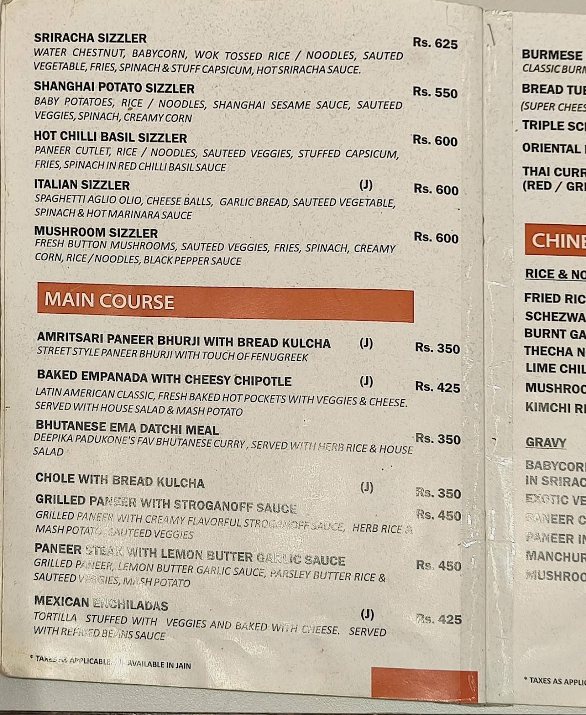 Crave Junction menu