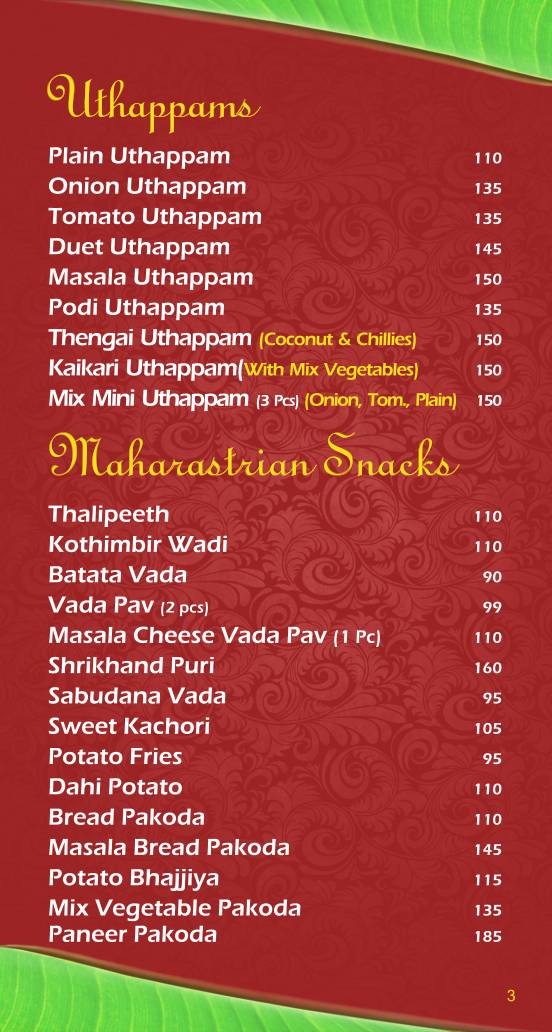 Liberty Veg Restaurant menu