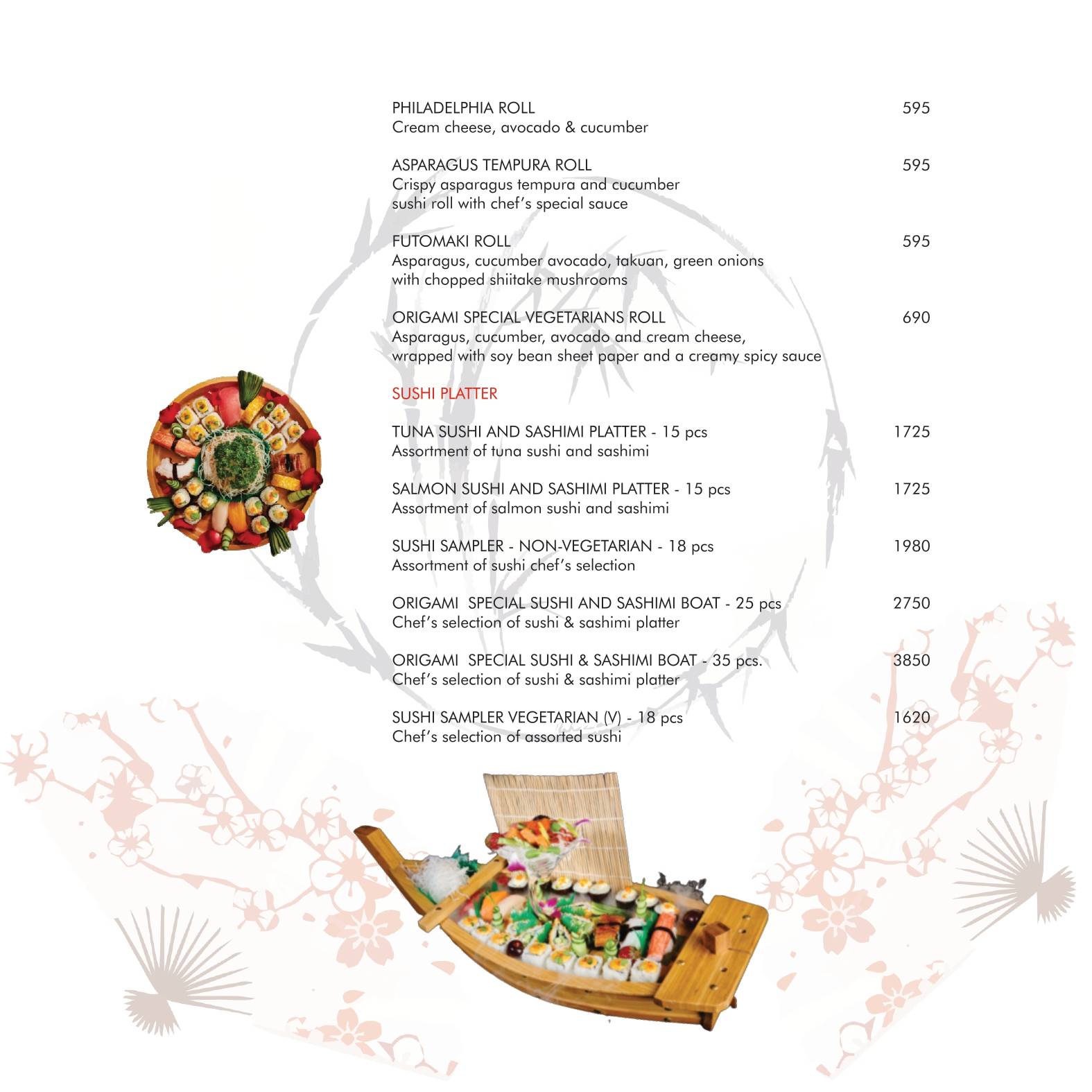 Origami Japanese & Korean Restaurant menu